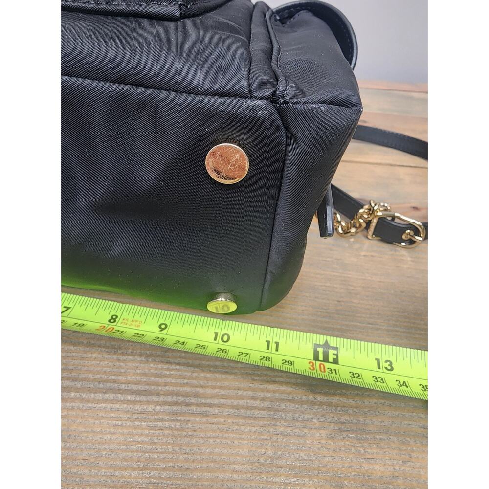 Michael Kors Leila Flap Medium Nylon Backpack Bag Gold Studs - Picture 7 of 11